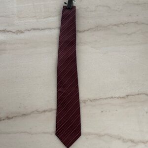 Marks & Spencer Deep Red Pinstripe Tie. 3.5” X 58”